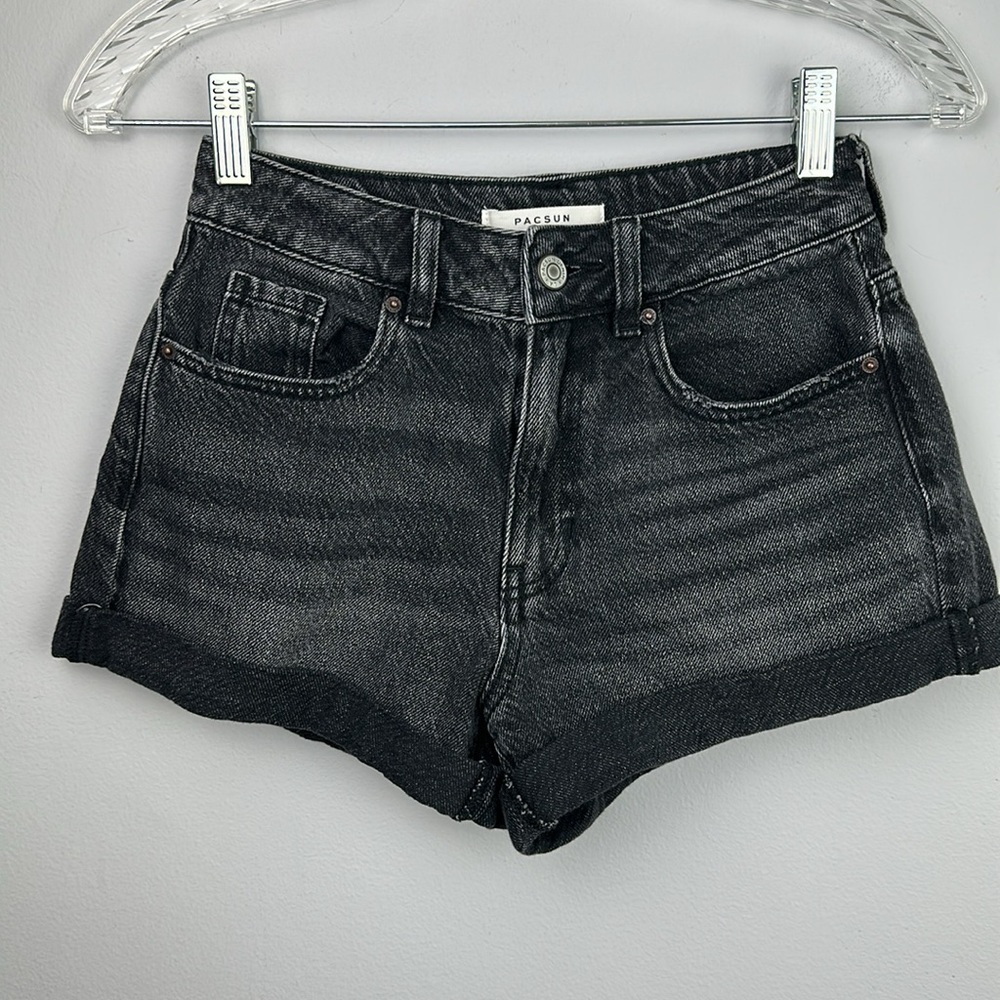 PacSun Bundle Sz 23 High Rise Festival Jean Shorts Mom Black Denim Cuffed Cotton - Picture 10 of 16